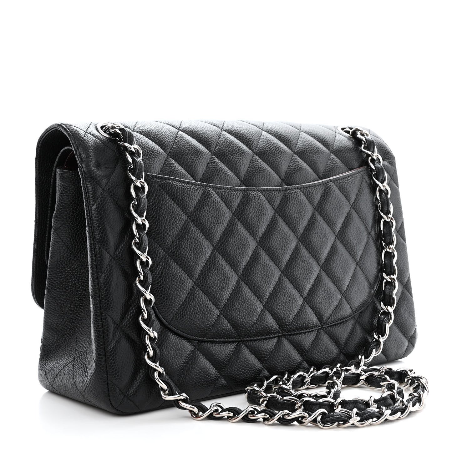 Caviar Quilted Jumbo Double Flap Black