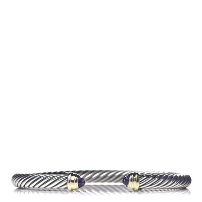 David Yurman Sterling Silver 14K Yellow Gold Amethyst 5mm Cable Classics Petite Color Bracelet 1 of 5