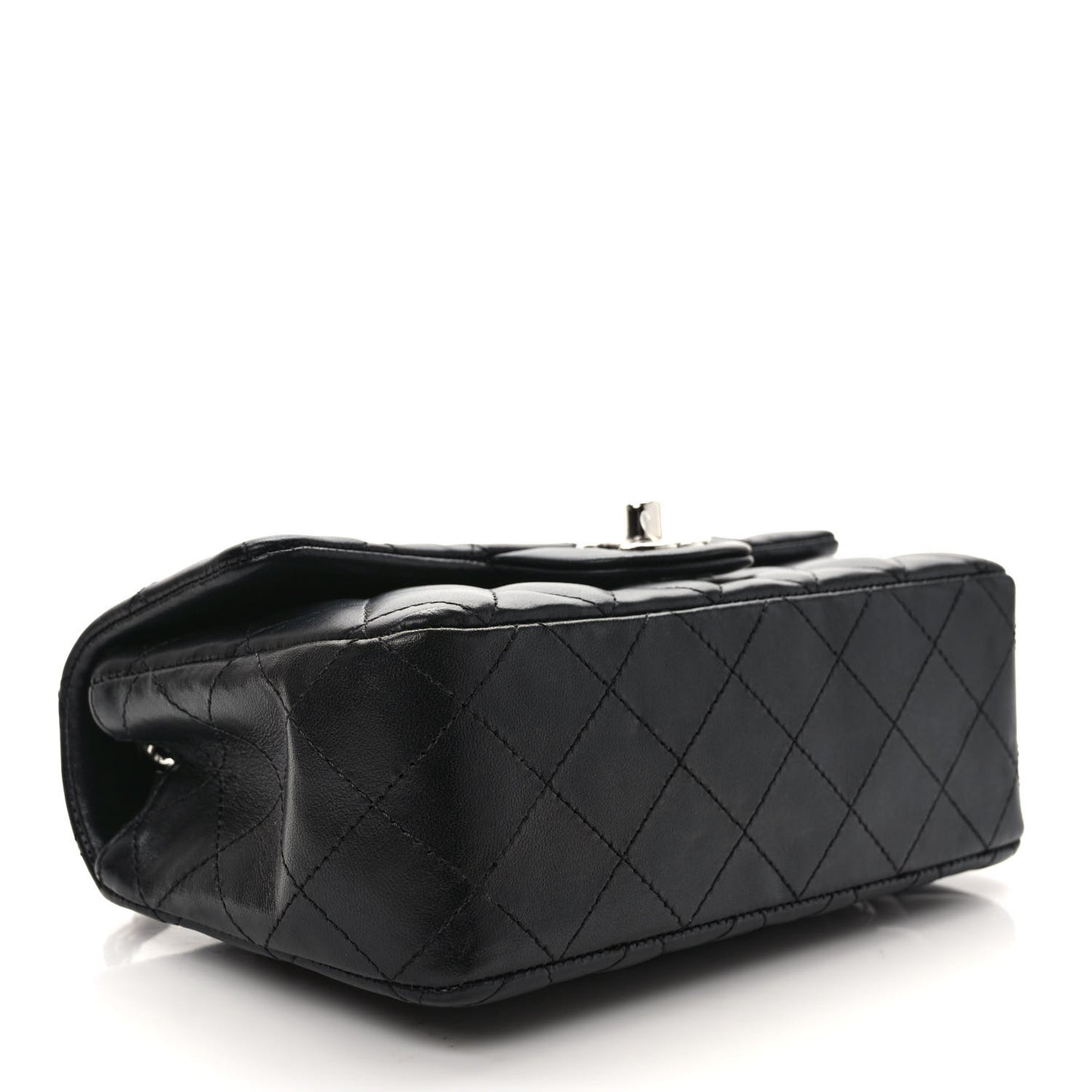 Lambskin Quilted Mini Rectangular Flap Black
