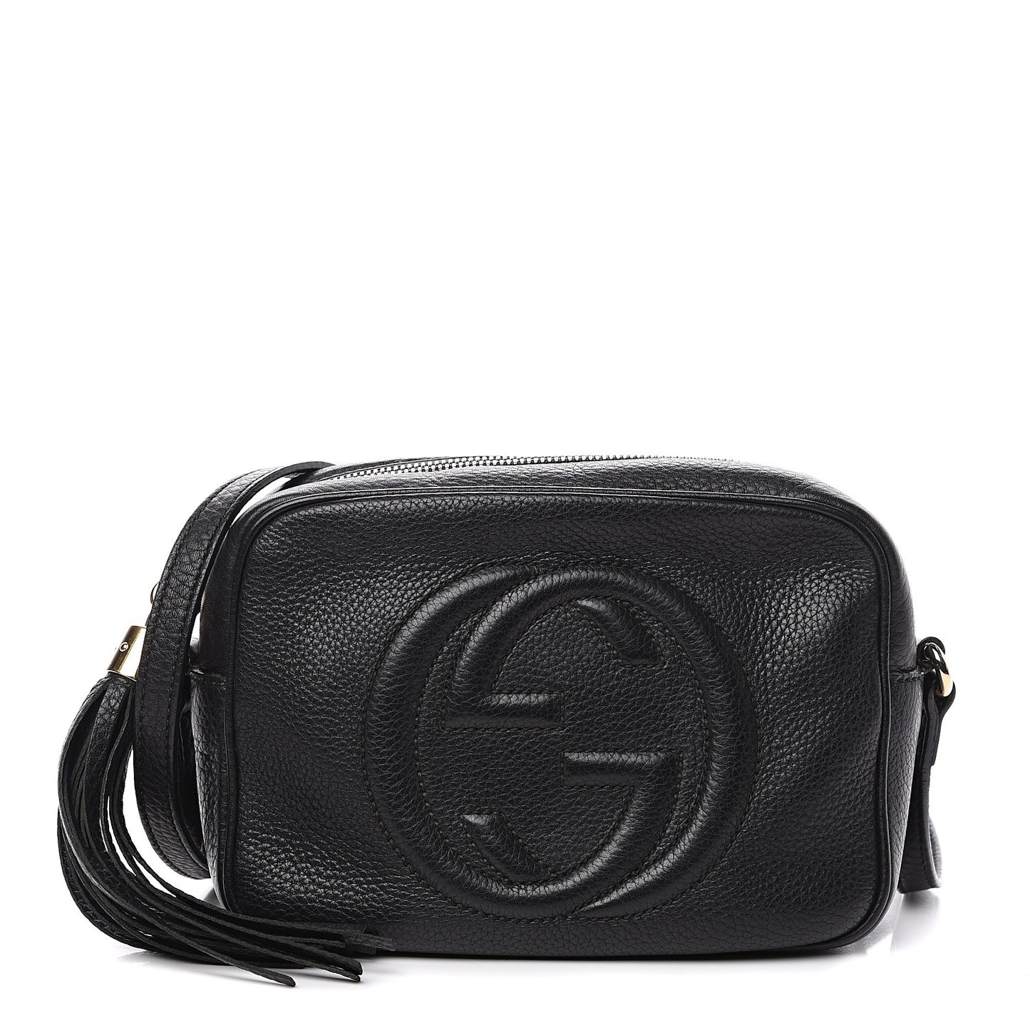 Pebbled Calfskin Small Soho Disco Bag Black