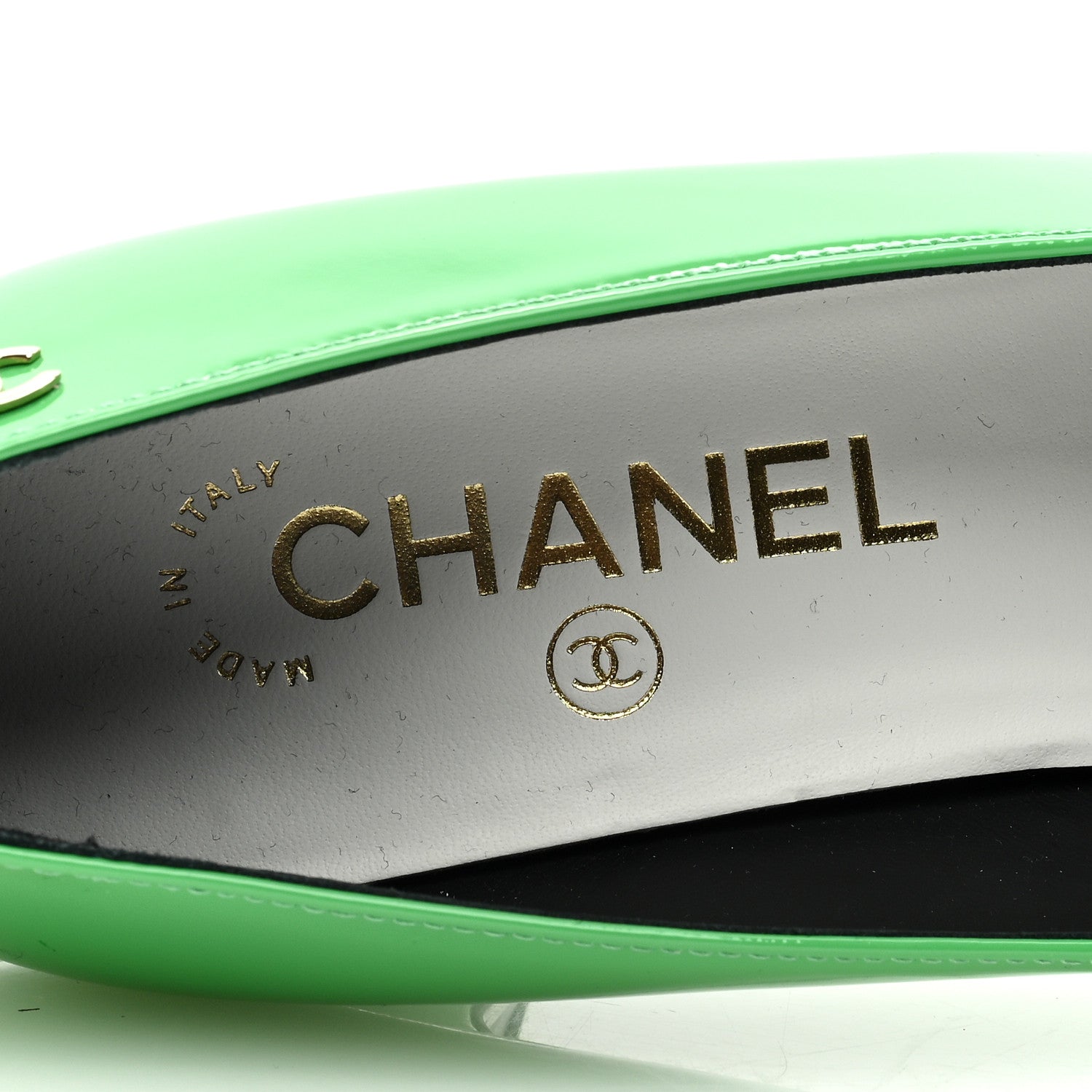 Chanel Patent Calfskin Pumps 37.5 Green Black 7 of 8