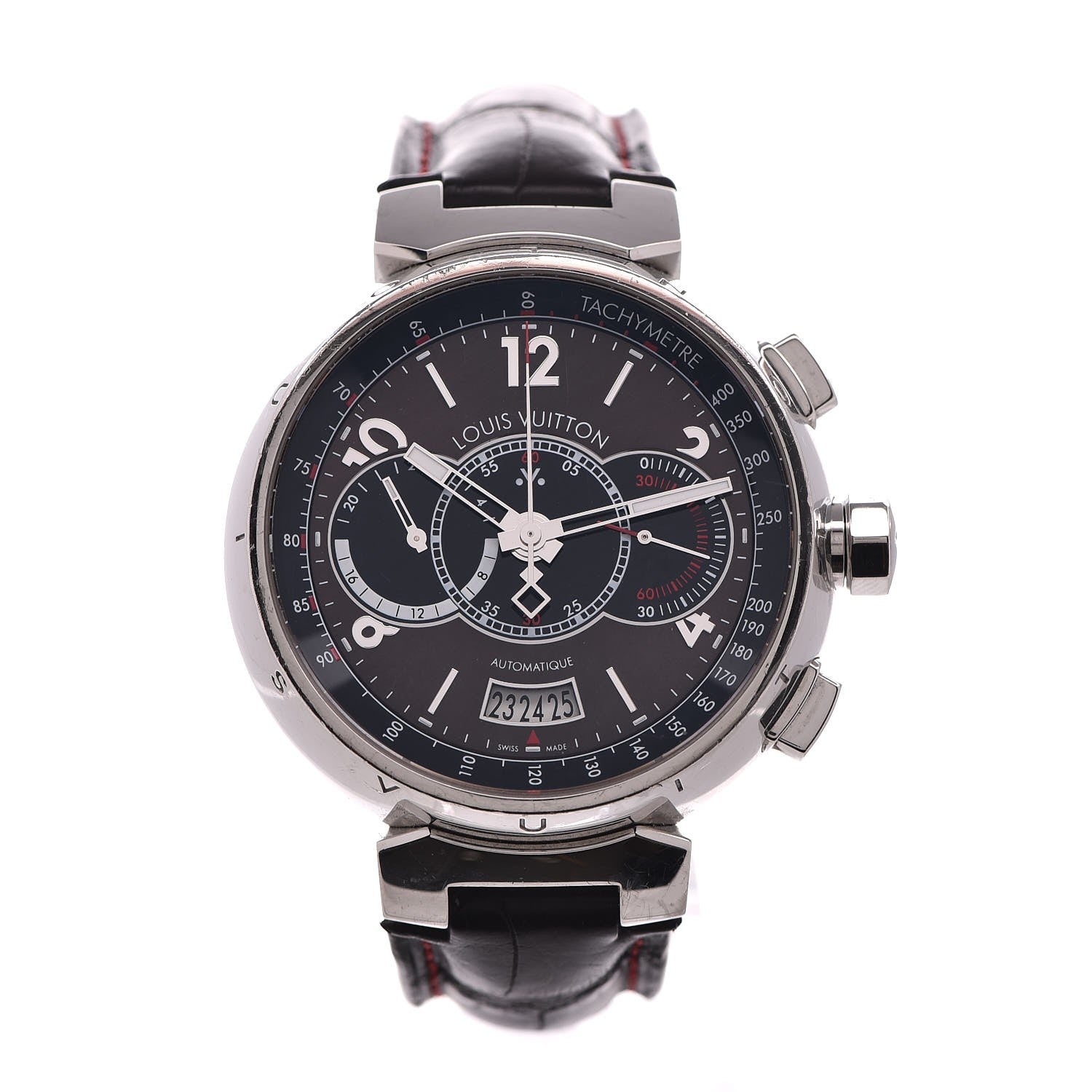 Louis Vuitton Stainless Steel Alligator 44mm Tambour Essential Voyagez Automatic Watch Brown 1 of 10