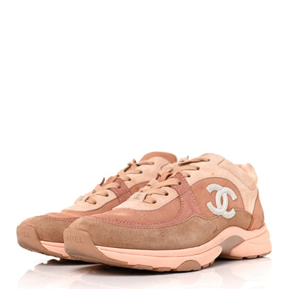 Chanel Nylon Lambskin Suede Calfskin CC Sneakers 37 Pink 3 of 7