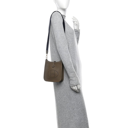 Hermes Taurillon Clemence Amazone Evelyne TPM Etoupe Bleu Indigo 2 of 11