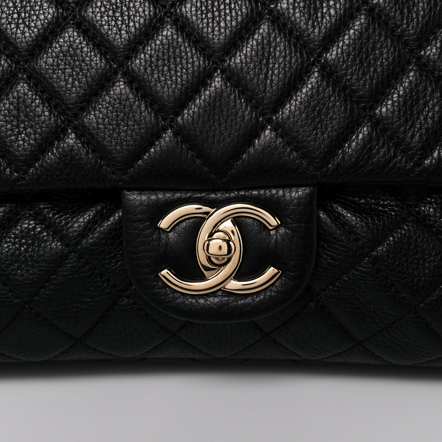Calfskin Quilted XXL Travel Flap Bag Black