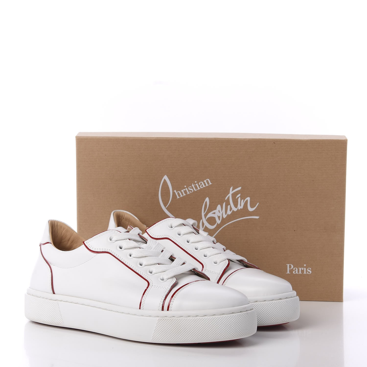 Christian Louboutin Calfskin Patent Vieirissima Flat Sneakers 40.5 White Loubi 9 of 9