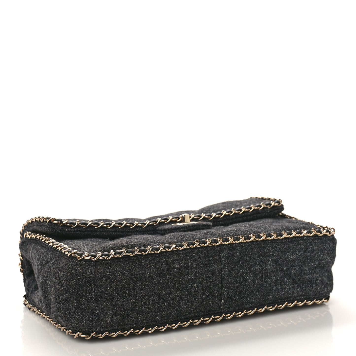 Wool Tweed Quilted Coco Neige Chain Around Flap Black
