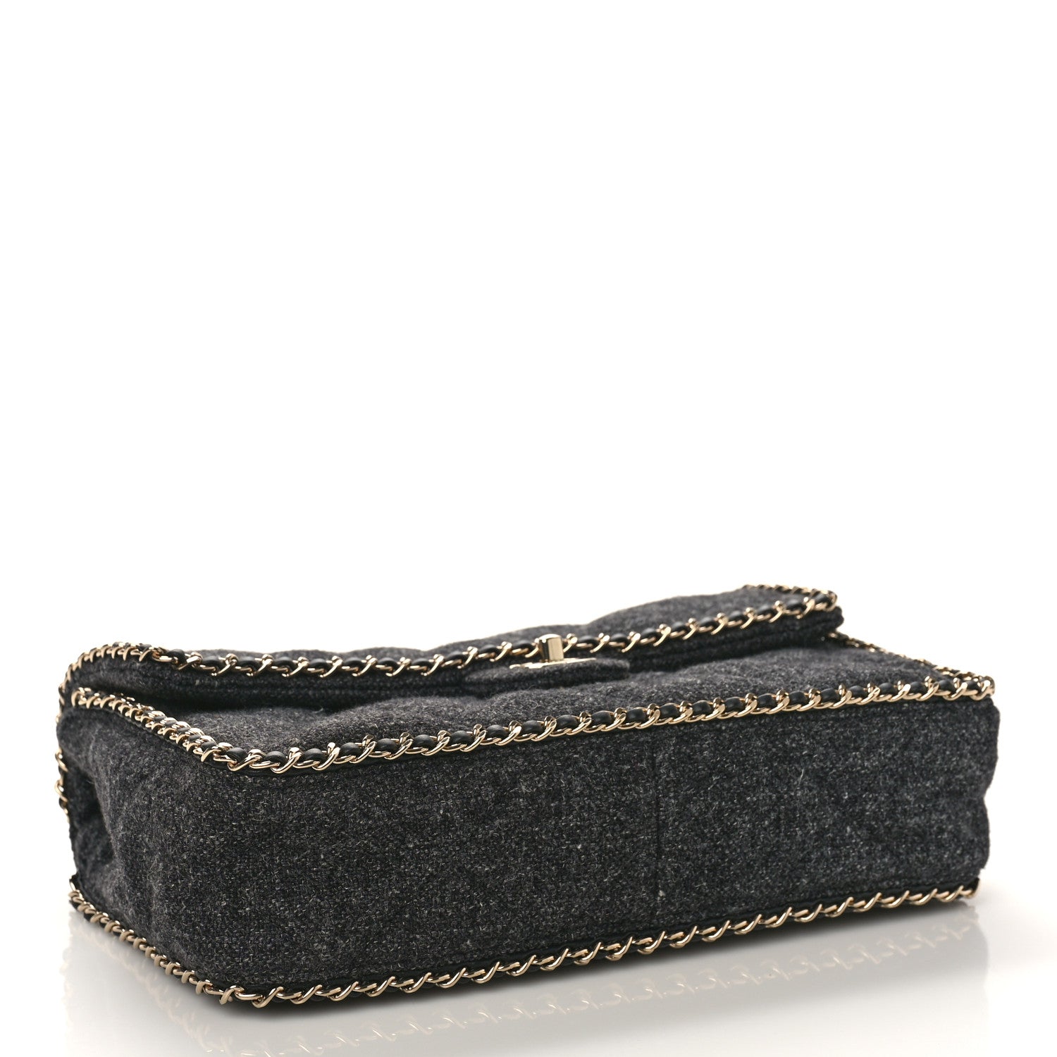 Chanel Wool Tweed Quilted Coco Neige Chain Around Flap Black 4 of 9