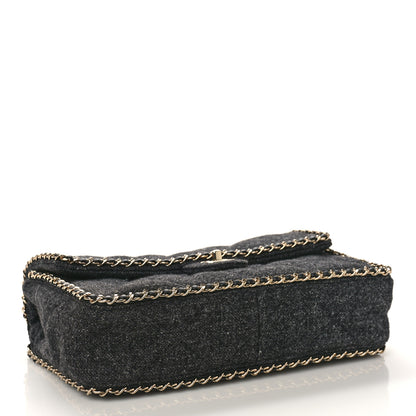 Chanel Wool Tweed Quilted Coco Neige Chain Around Flap Black 4 of 9