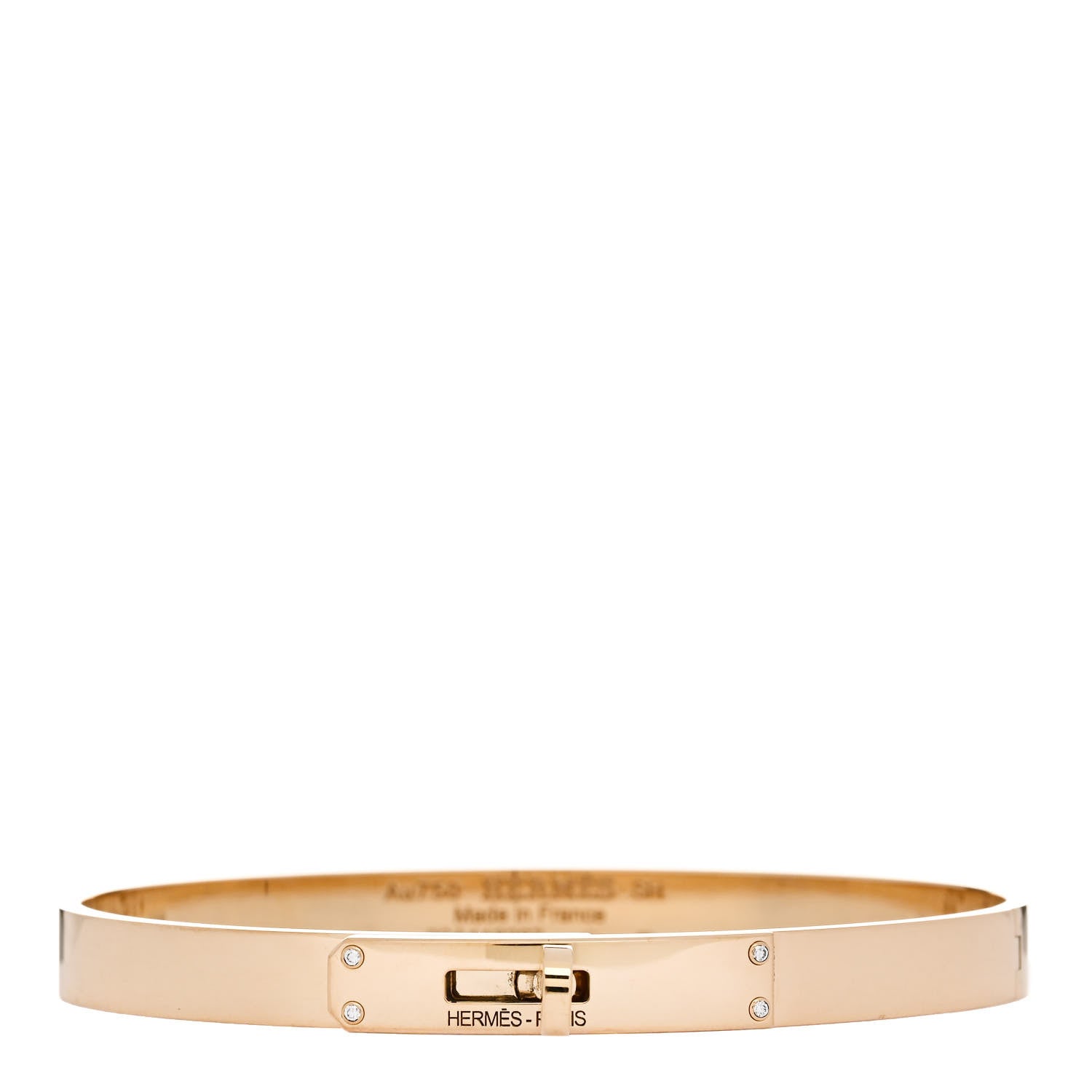 Hermes 18K Yellow Gold Diamond PM Kelly Bracelet SH 1 of 4