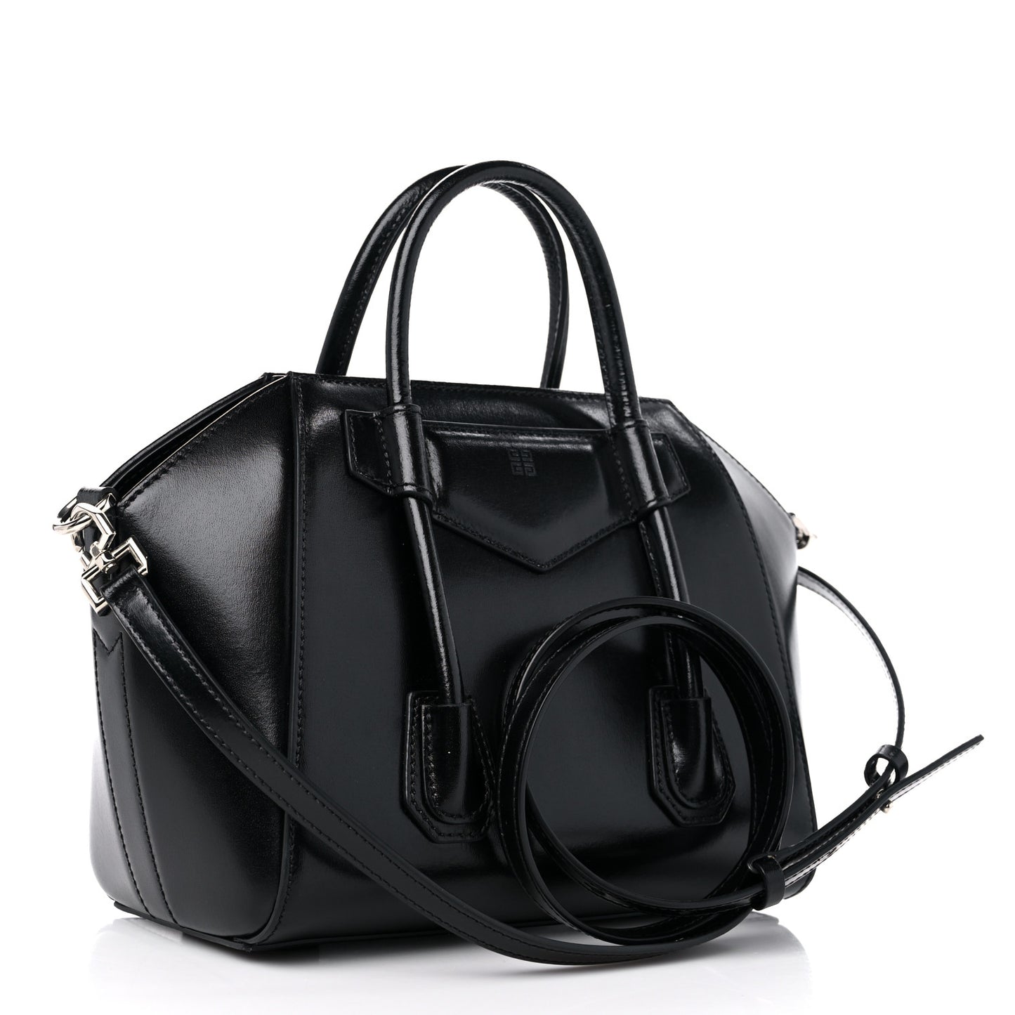 Box Calfskin Mini Lock Antigona Shoulder Bag Black