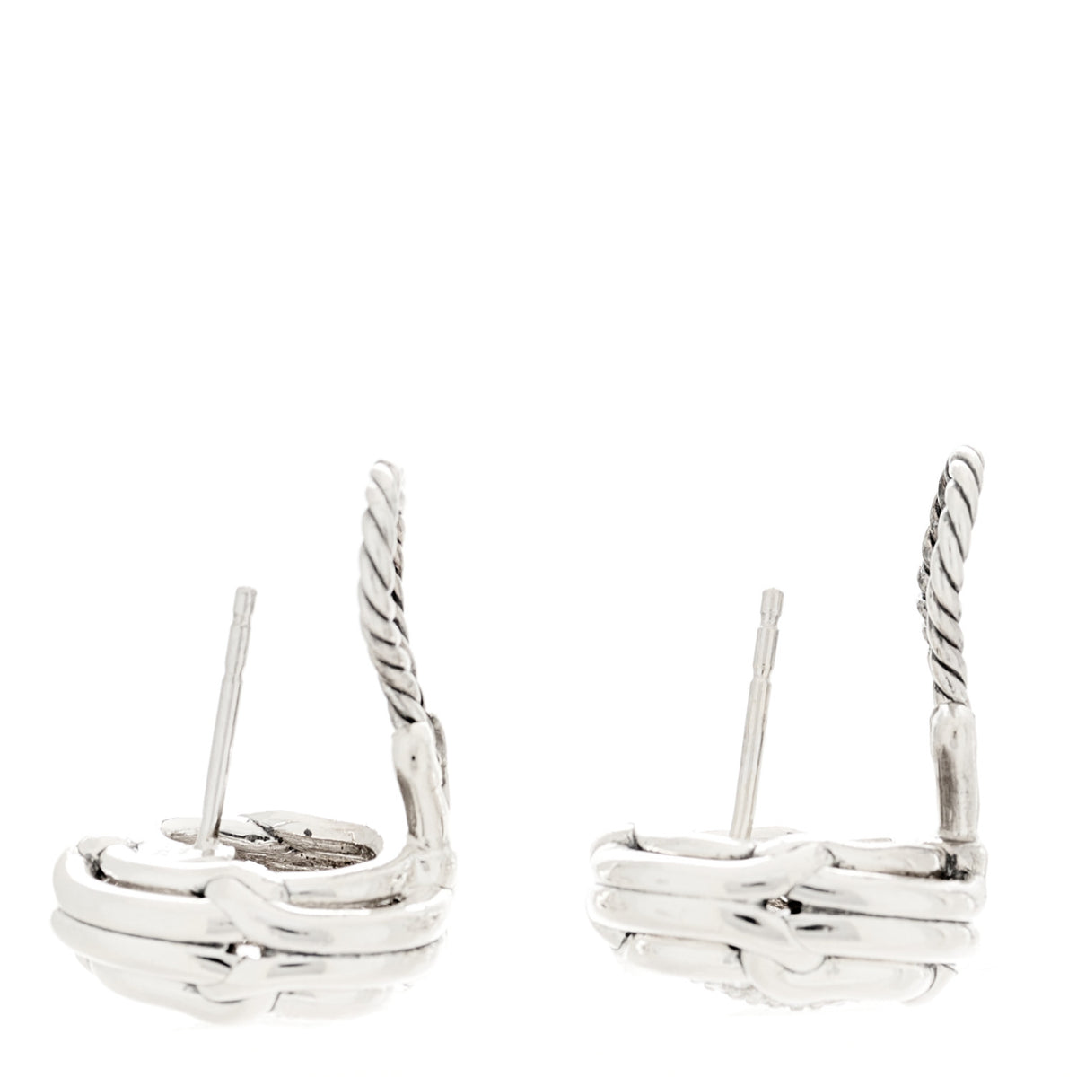 Sterling Silver Diamond Labyrinth Pave Earrings