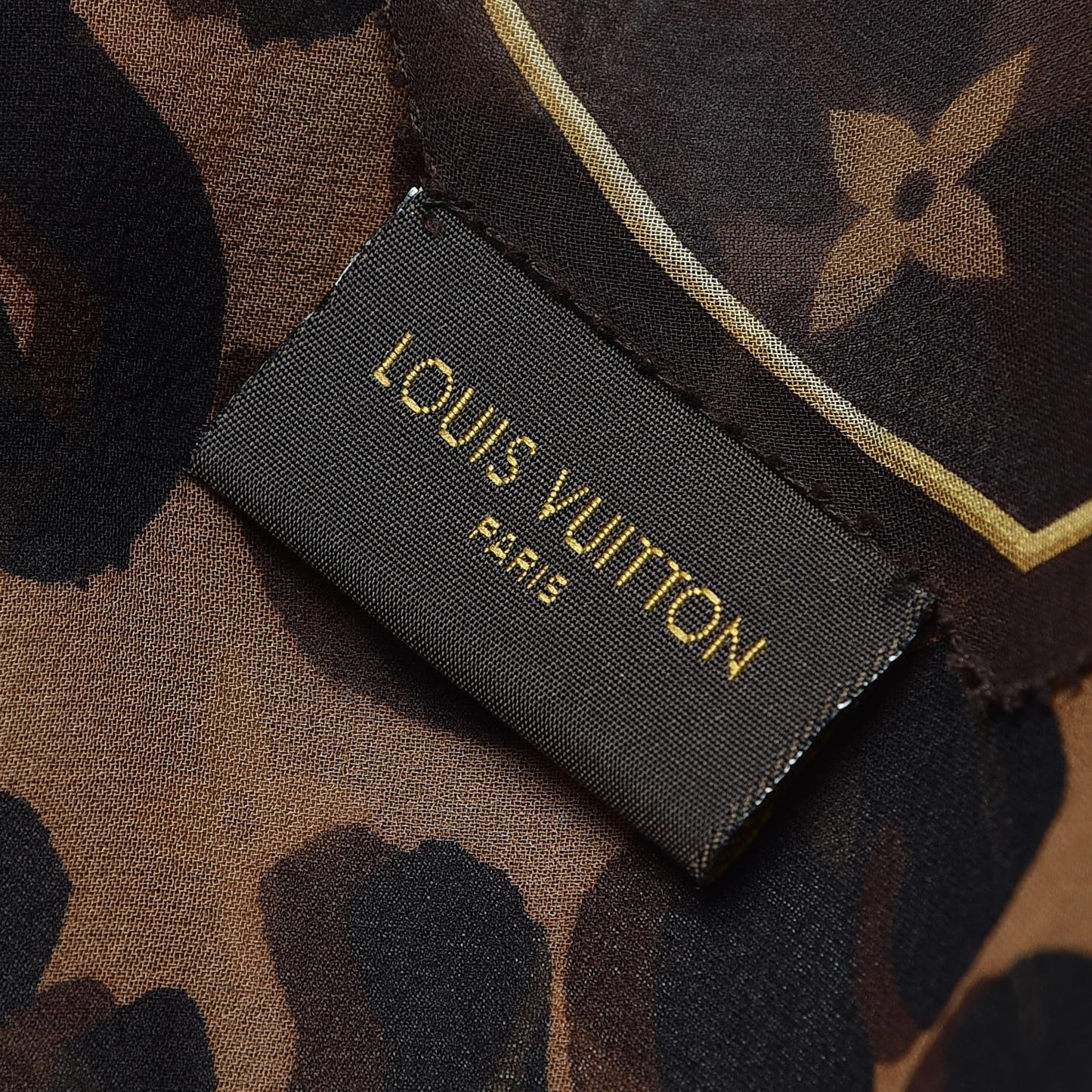 Silk Crepe Leopard Monogram Scarf