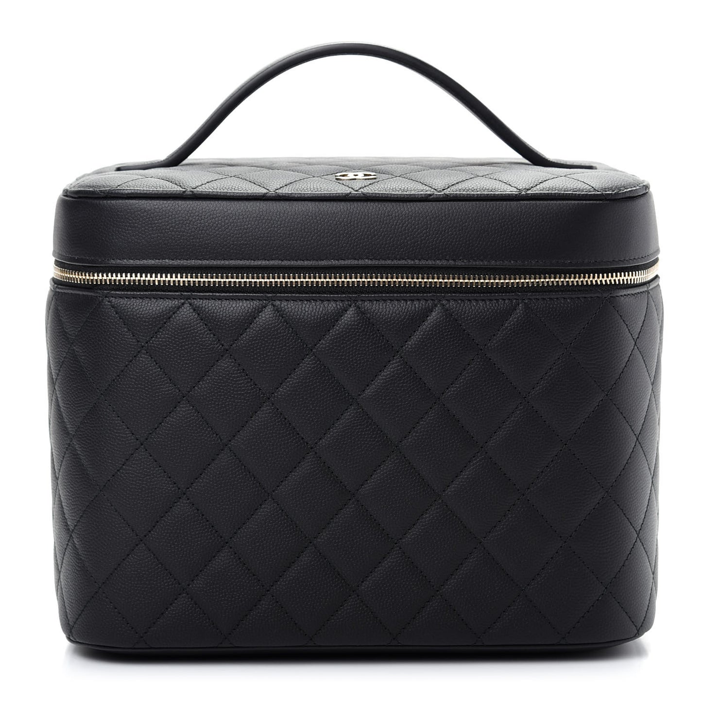 Caviar Quilted Large Vanity Pouch Black