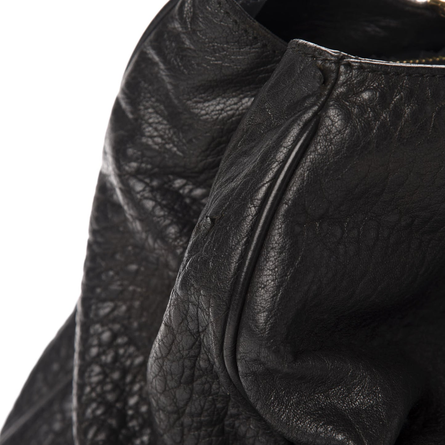 Crinkled Lambskin Mia Tote Black