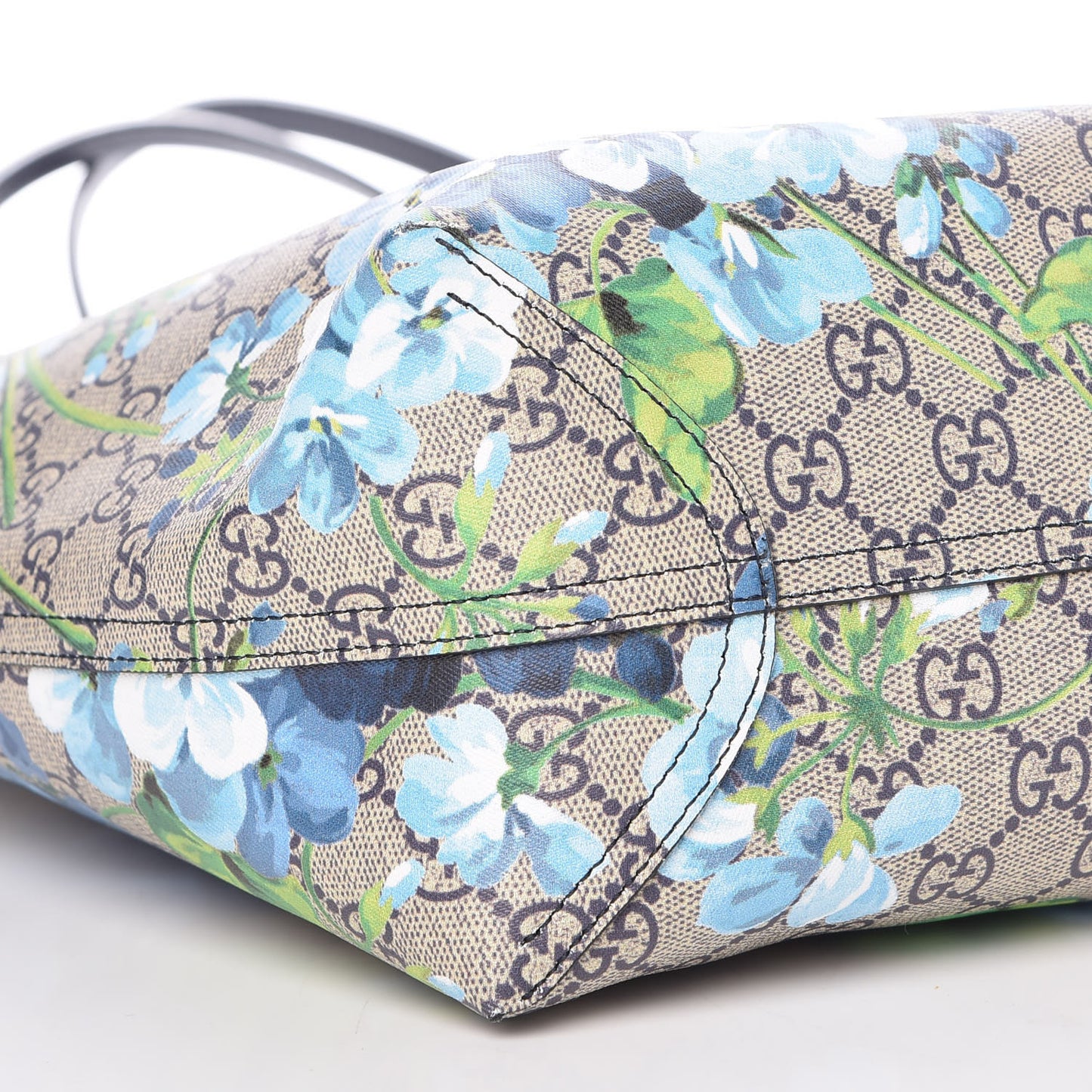 GG Supreme Monogram Blooms Medium Reversible Tote Beige Blue Navy