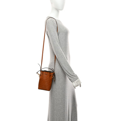 Fendi Vitello Liberty F is Fendi FF 1974 Embossed Mini Mon Tresor Bucket Bag Brandy 2 of 11