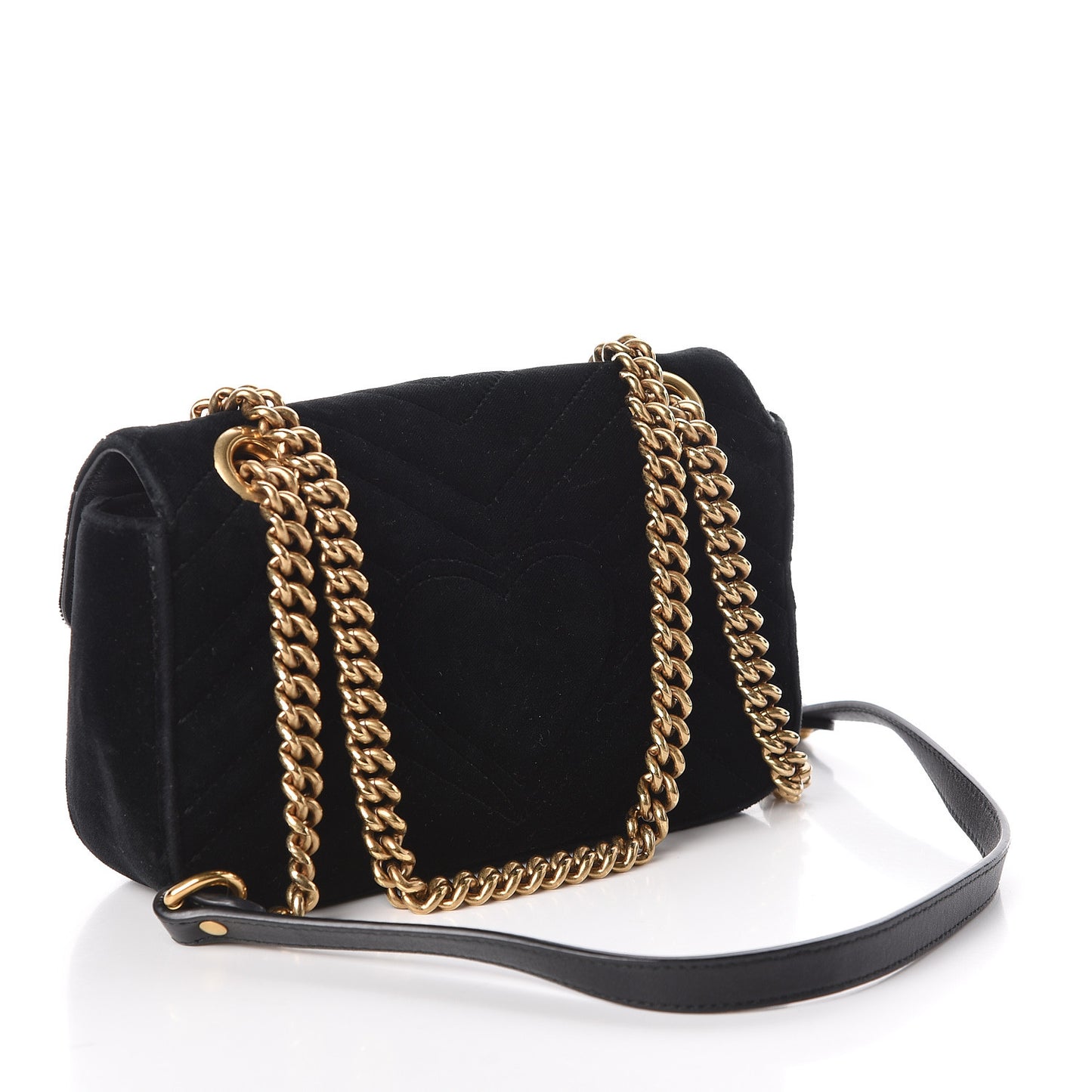 Velvet Matelasse Mini GG Marmont Shoulder Bag Black