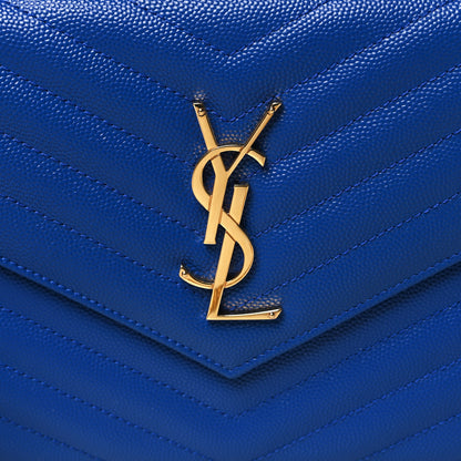 Saint Laurent Grain De Poudre Matelasse Chevron Monogram Chain Wallet Blue Majorelle 9 of 12