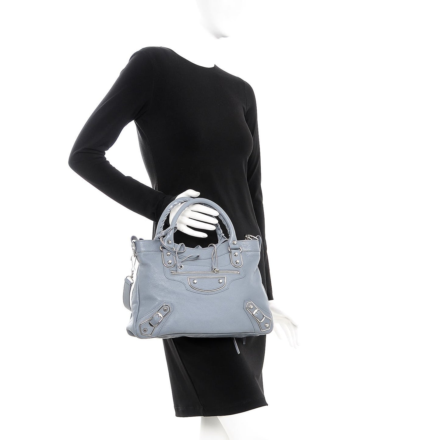 Chevre Silver Metallic Edge Hardware Town Bleu Acier