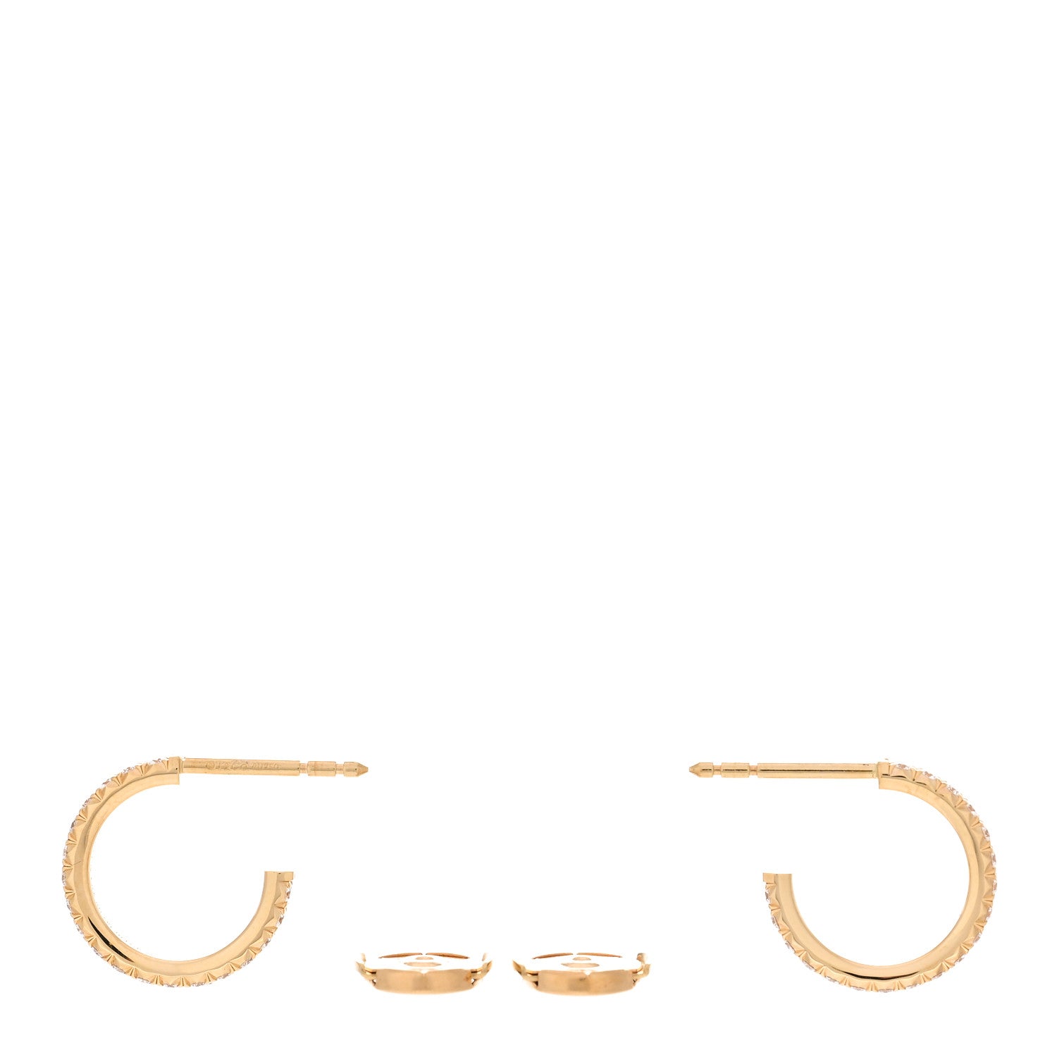 Tiffany 18K Rose Gold Diamond Small Metro Hoop Earrings 3 of 5