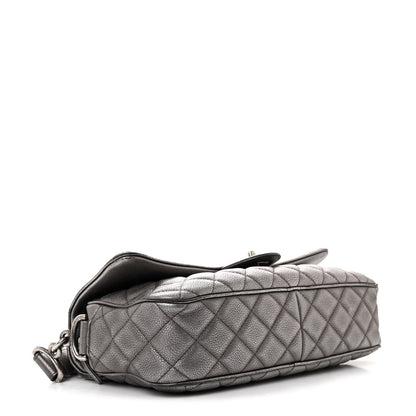 Chanel Metallic Grained Calfskin Quilted Medium Casual Rock Flap Charcoal 4 of 13