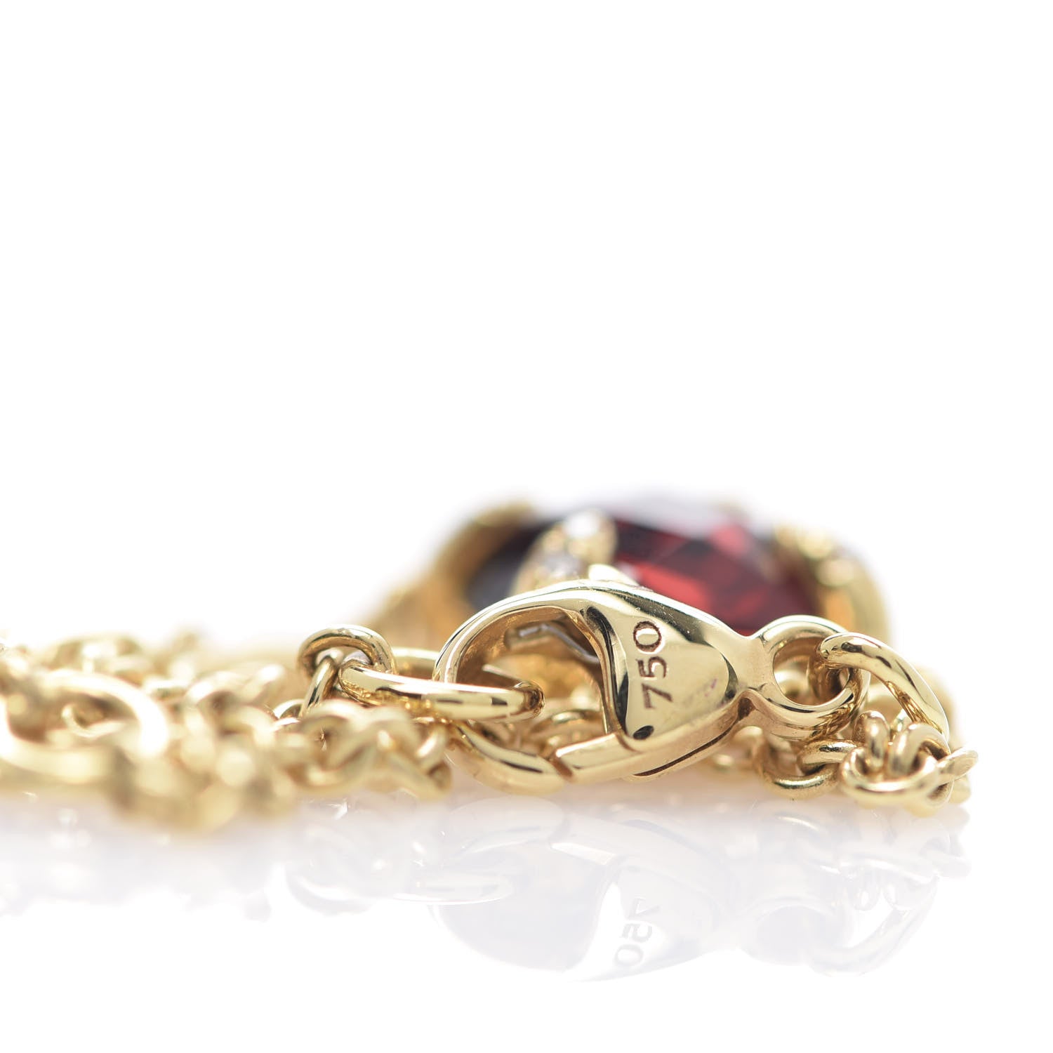 David Yurman 18K Yellow Gold Diamond Garnet Chatelaine Bracelet 5 of 5