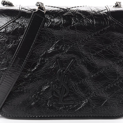 Saint Laurent Crinkled Calfskin Matelasse Monogram Niki Chain Wallet Black 6 of 8