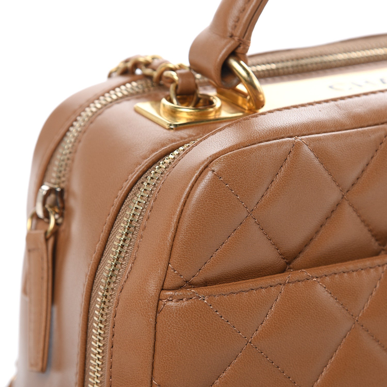 Chanel Lambskin Quilted Medium Trendy CC Bowling Bag Camel 12 of 19