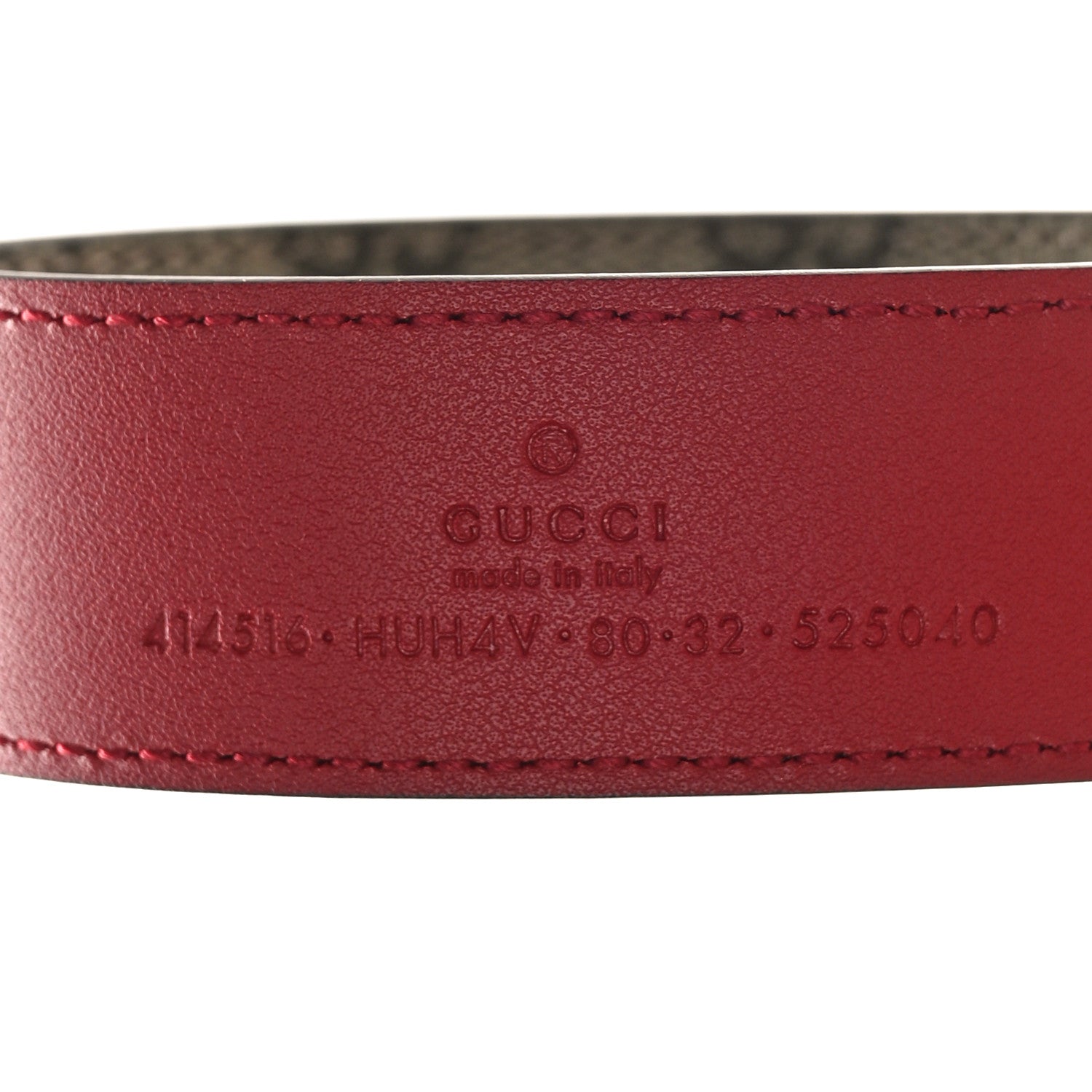 Gucci GG Supreme Monogram Plutone Calfskin Enamel Double G 30mm Belt 80 32 Beige Ebony New Cherry Red 3 of 3