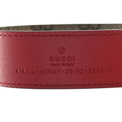 Gucci GG Supreme Monogram Plutone Calfskin Enamel Double G 30mm Belt 80 32 Beige Ebony New Cherry Red 3 of 3