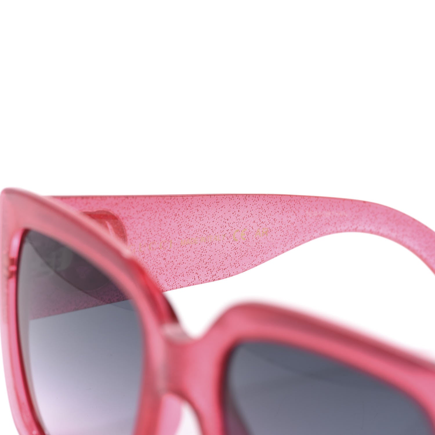 Gucci Acetate Square Frame Glitter GG0142SA Sunglasses Red Grey 5 of 6
