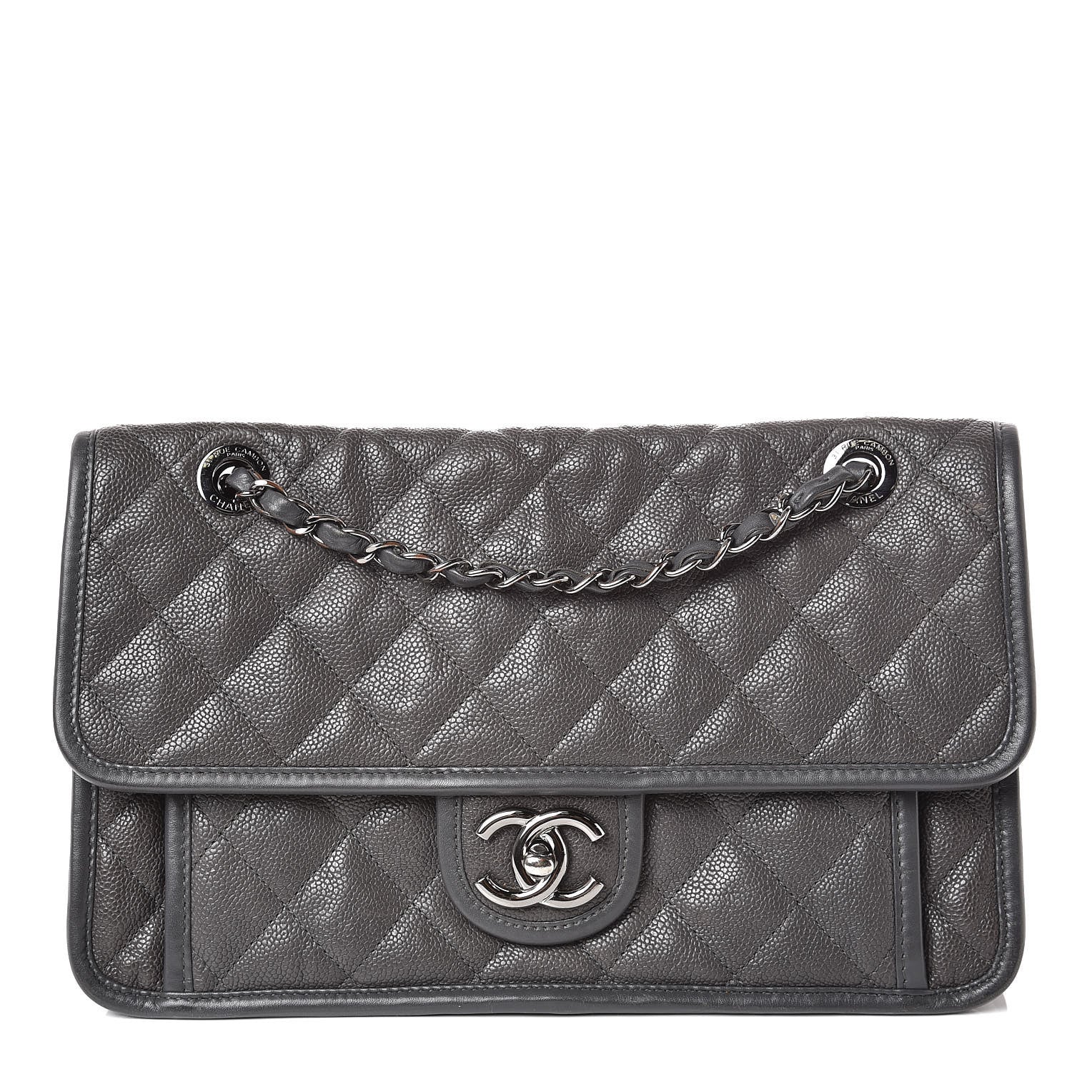 Chanel Caviar Quilted Medium French Riviera Flap Dark Grey 1 of 9