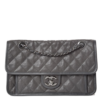 Chanel Caviar Quilted Medium French Riviera Flap Dark Grey 1 of 9