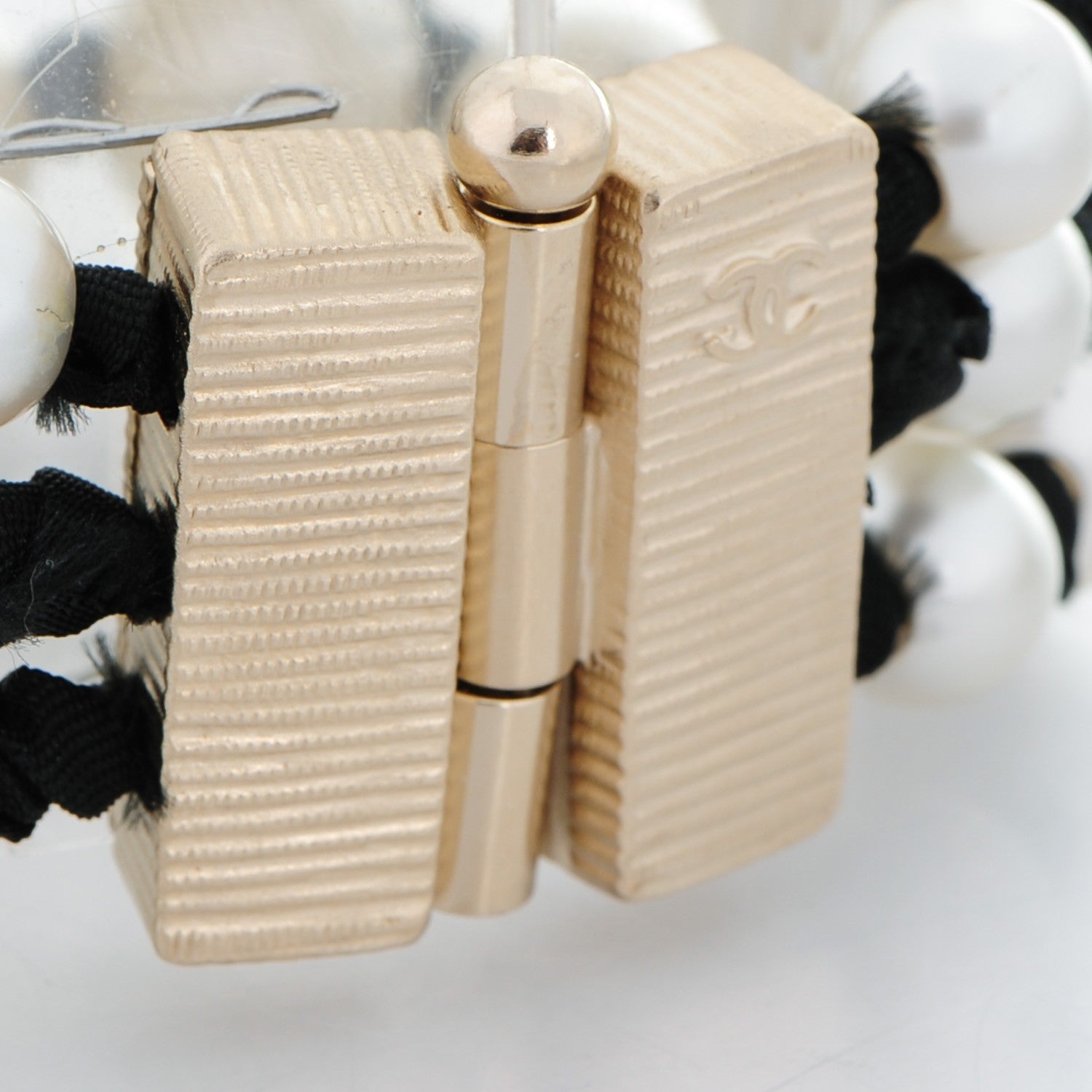 Chanel Pearl Ribbon Multi Strand Bracelet Gold 5 of 5