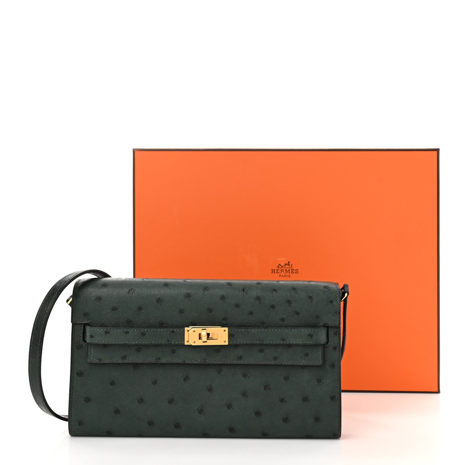 Hermes Ostrich Kelly Wallet To Go Vert Titien 11 of 11