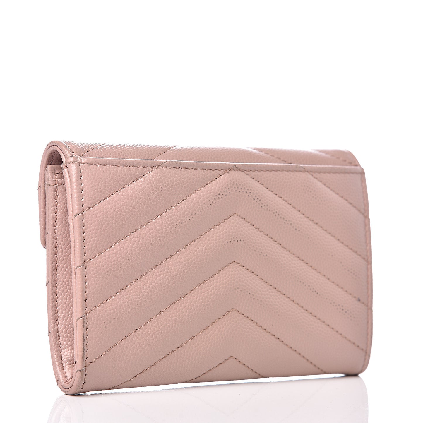 Grain De Poudre Matelasse Chevron Small Monogram Envelope Wallet Pale Pink