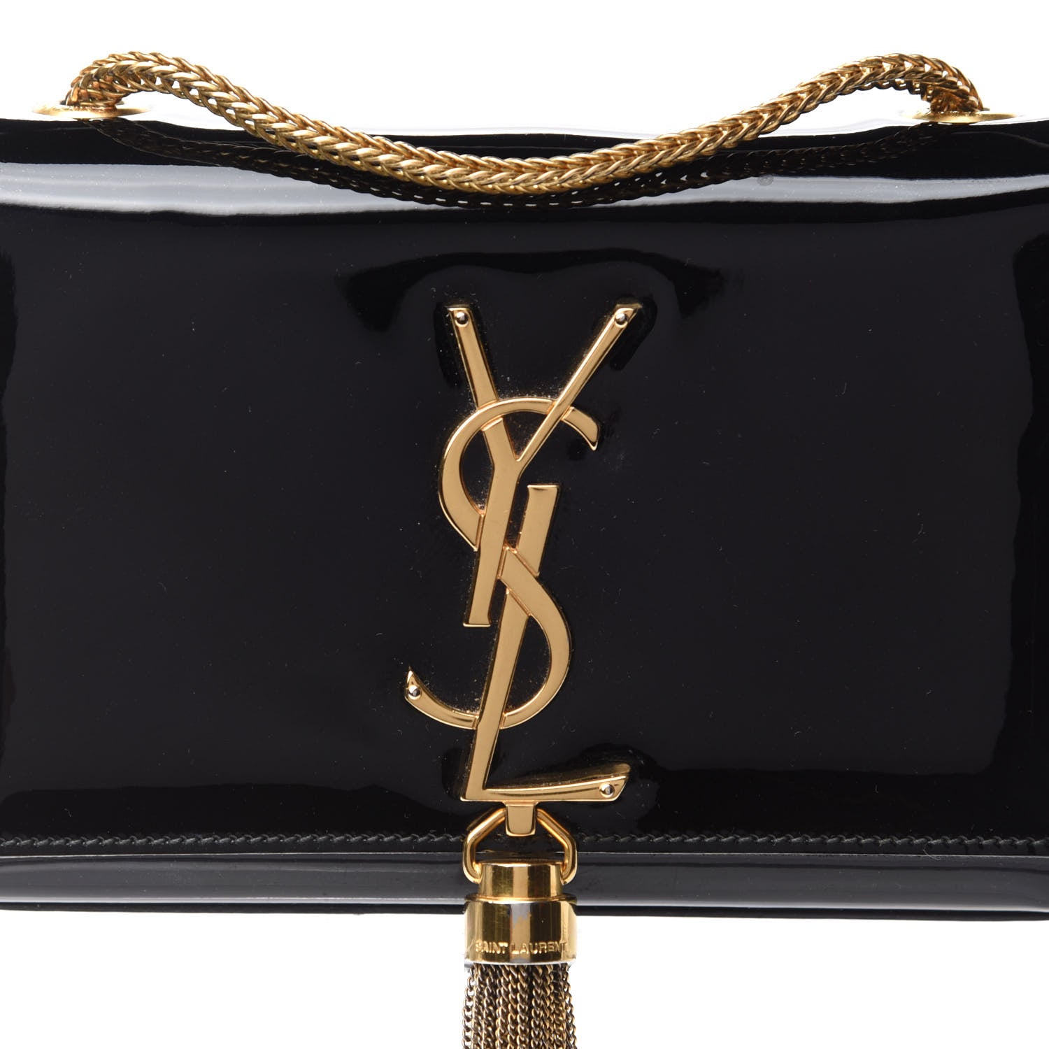 Saint Laurent Patent Small Classic Monogram Kate Tassel Satchel Black 10 of 10