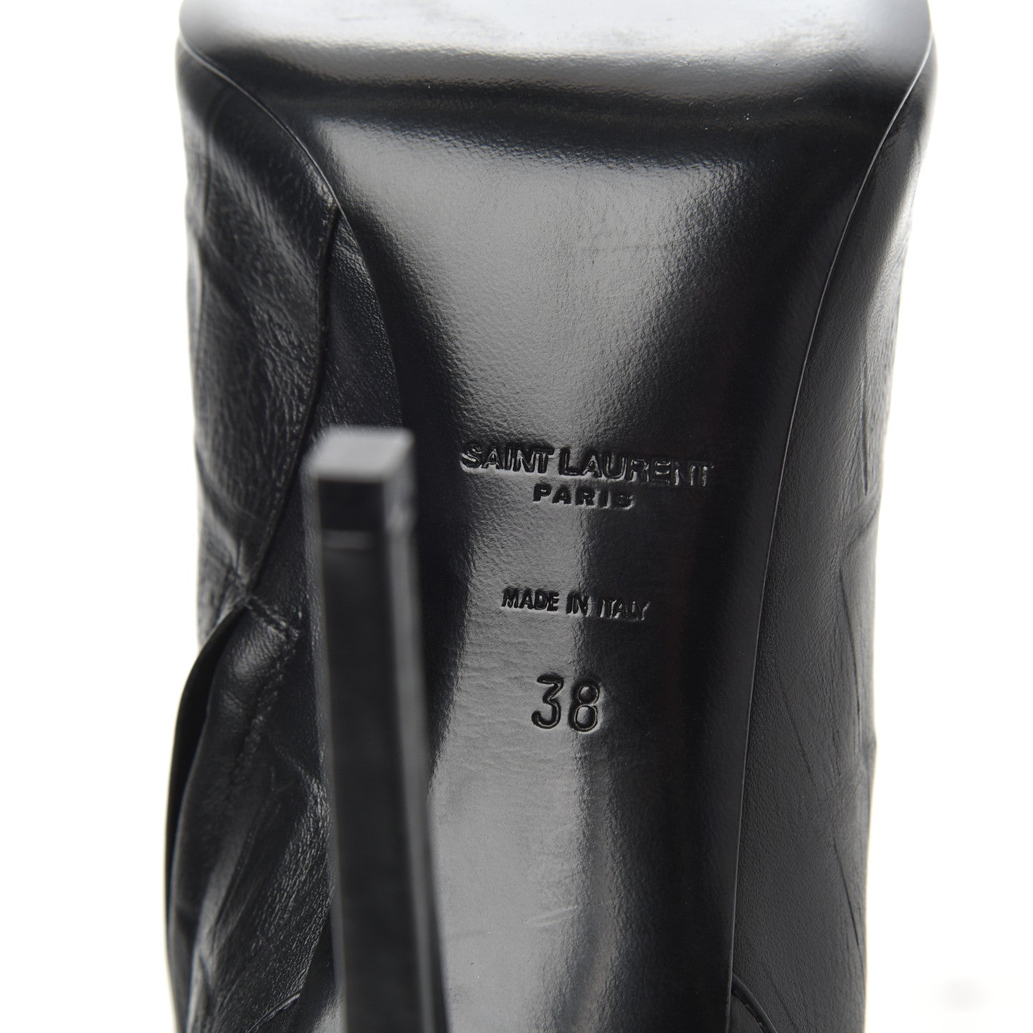 Saint Laurent Calfskin Fake Cocco Jane 105 Peep Toe Ankle Boots 38 Black 7 of 11
