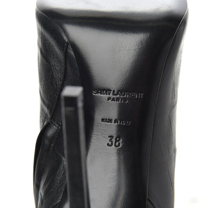 Saint Laurent Calfskin Fake Cocco Jane 105 Peep Toe Ankle Boots 38 Black 7 of 11