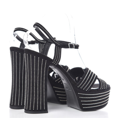 Saint Laurent Suede Studded Candy 80 Platform Sandals 39.5 Black 4 of 9
