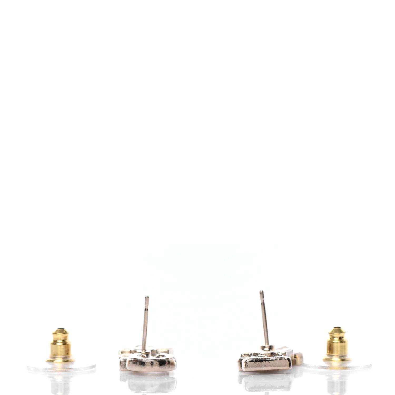 Chanel Crystal Pearl Signature Stud Earrings Gold 4 of 5