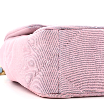 Chanel Denim Quilted Medium Chanel 19 Flap Blue Pink 9 of 11