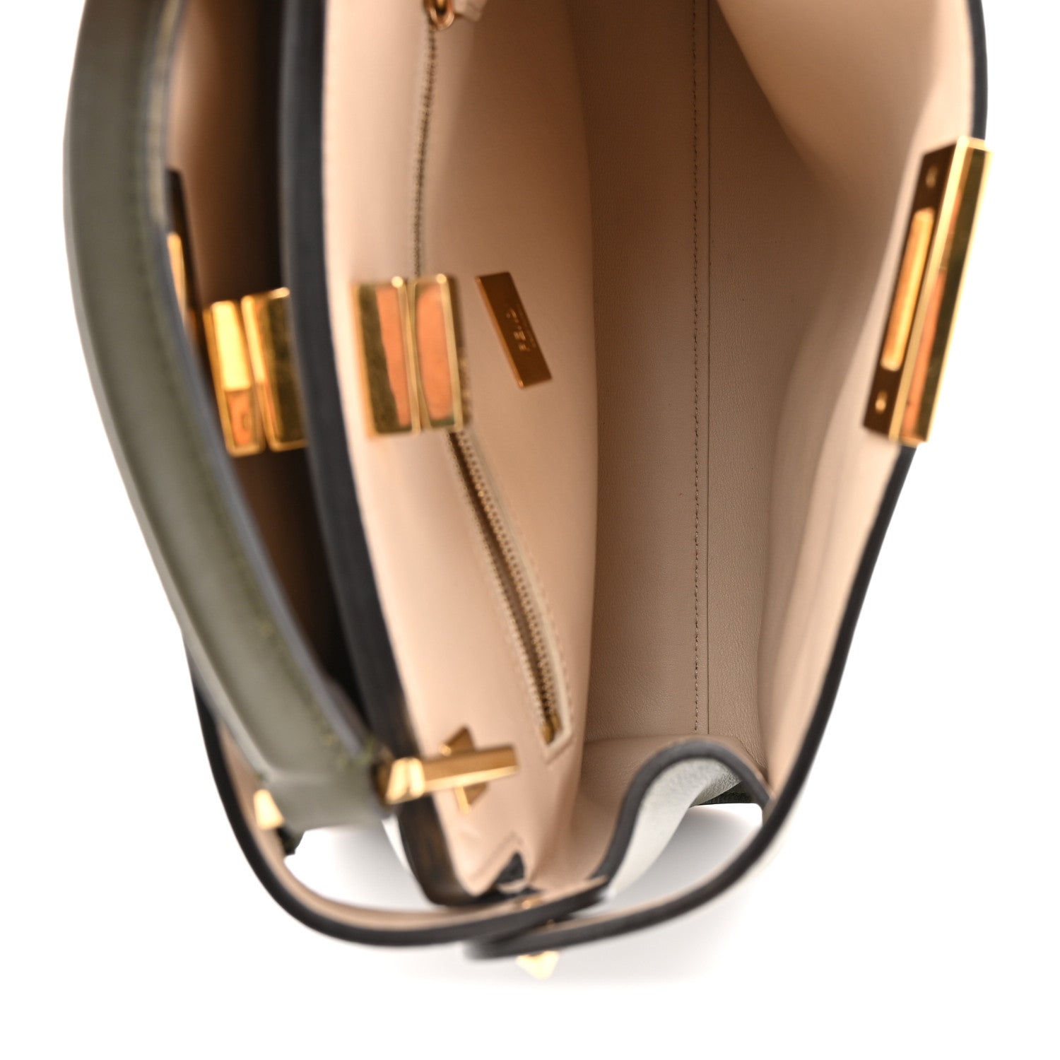 Fendi Vitello Tahiti Burro Medium Peekaboo Iconic Essentially Satchel Asparago Camelia 5 of 12