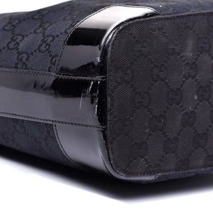 Gucci Canvas Patent Monogram Shoulder Bag Black 6 of 13