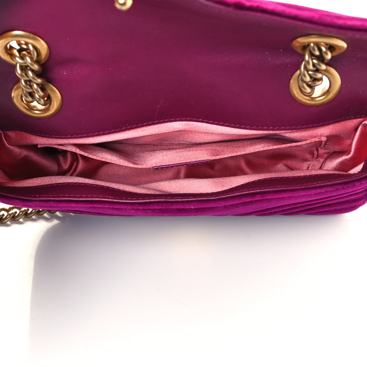 Gucci Velvet Matelasse Mini GG Marmont Shoulder Bag Fuchsia Violet Cyclamen 5 of 12