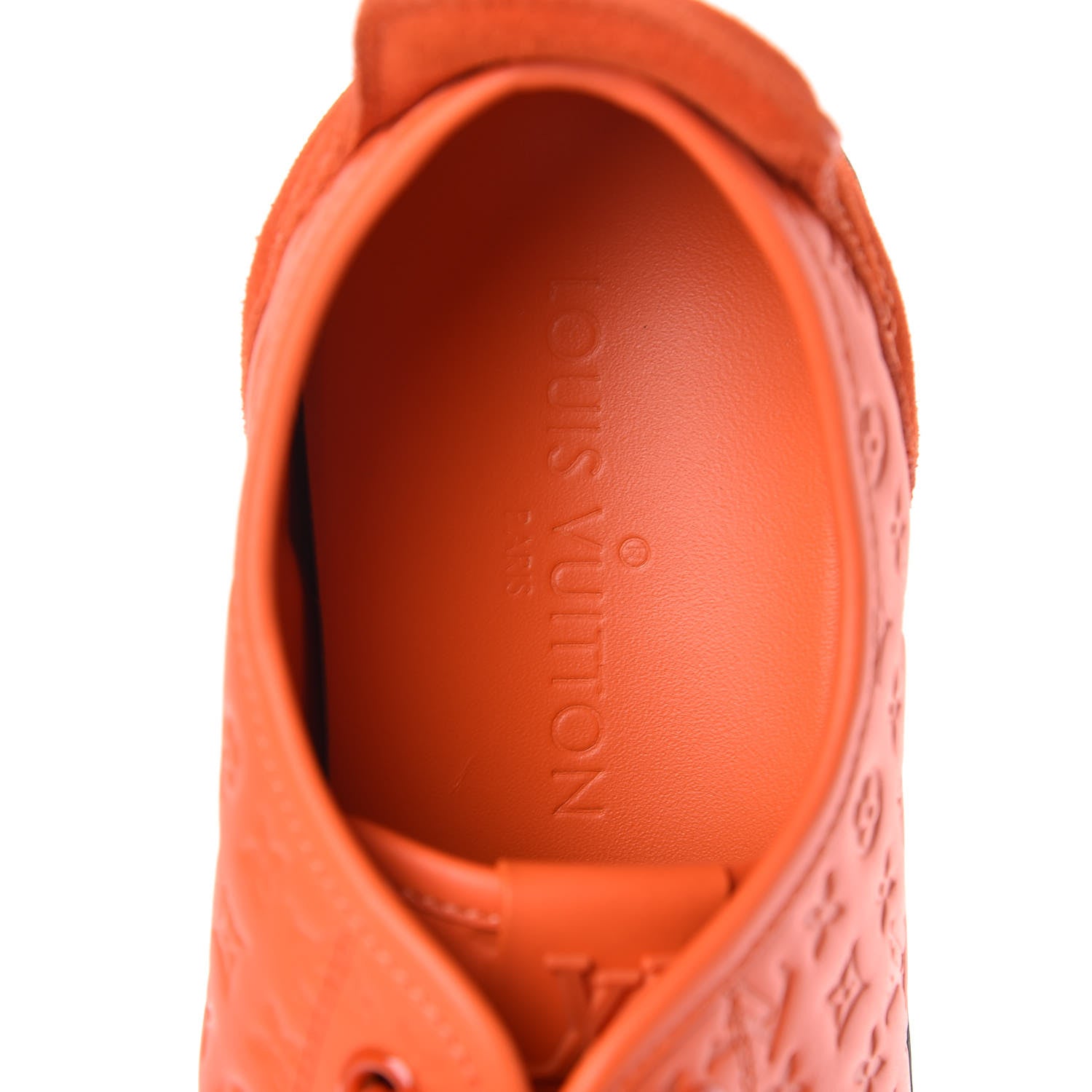 Louis Vuitton Calfskin Embossed Monogram Punchy Sneakers 39 Orange 9 of 10