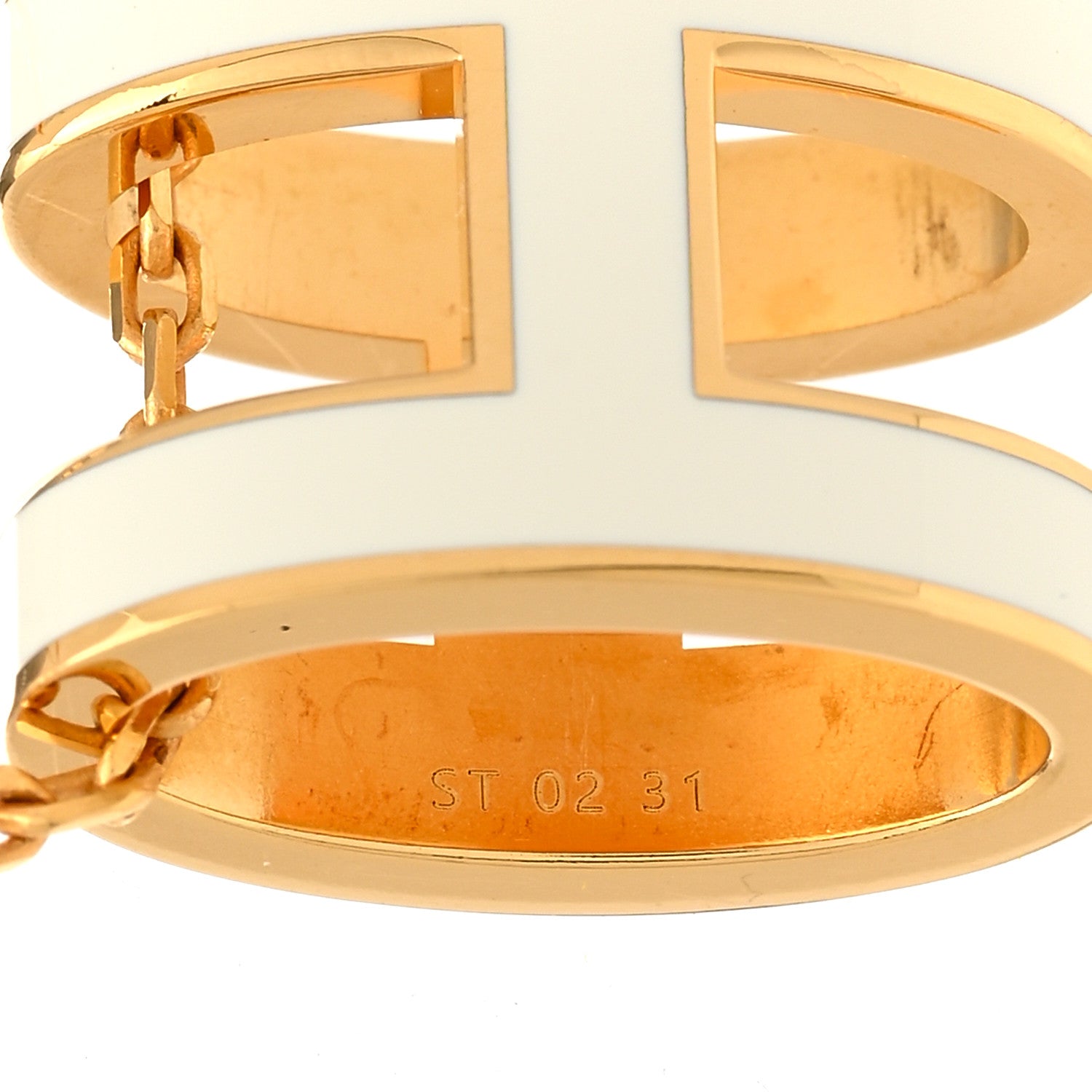Hermes Lacquered Gold Pop H Pendant Necklace White 6 of 7