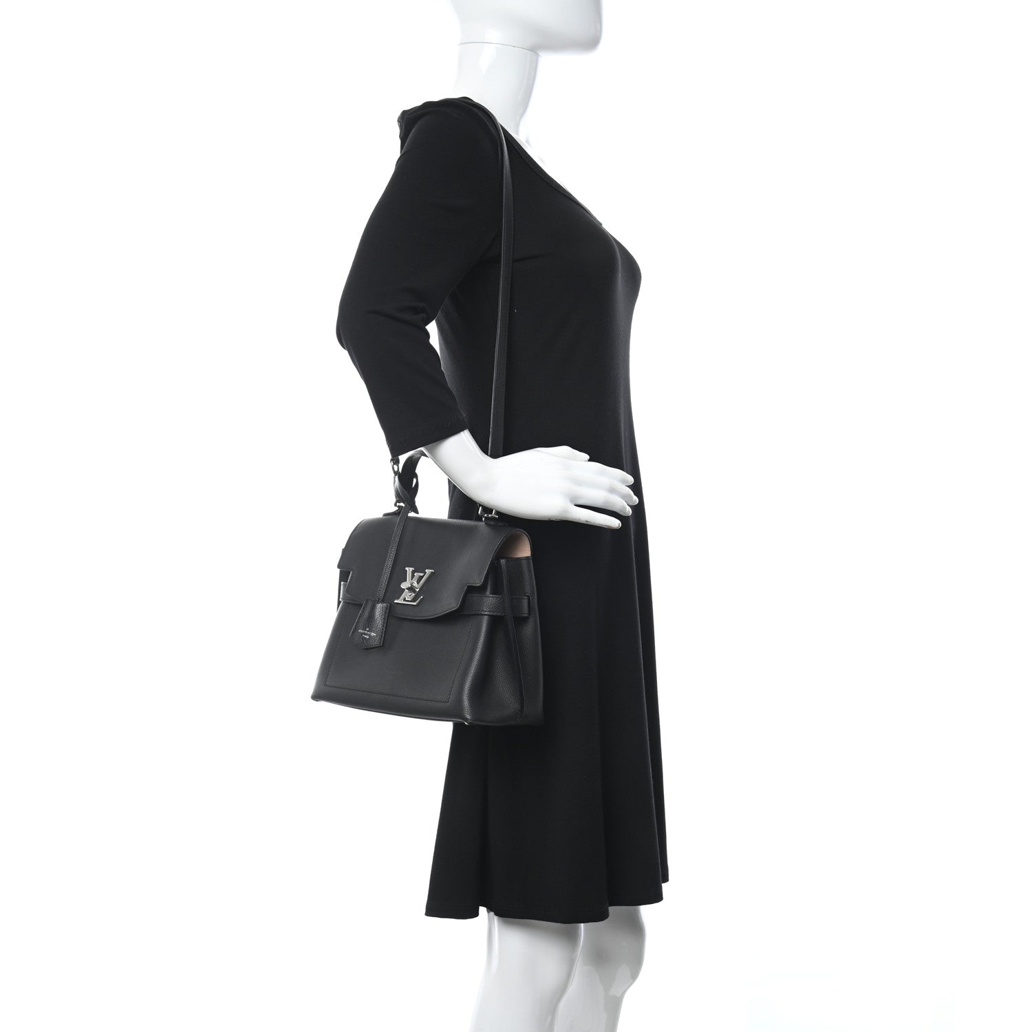 Louis Vuitton Calfskin Lockme Ever BB Black 2 of 10