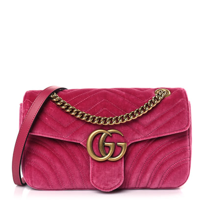 Gucci Velvet Matelasse Small GG Marmont Shoulder Bag Light Raspberry Rose 1 of 9